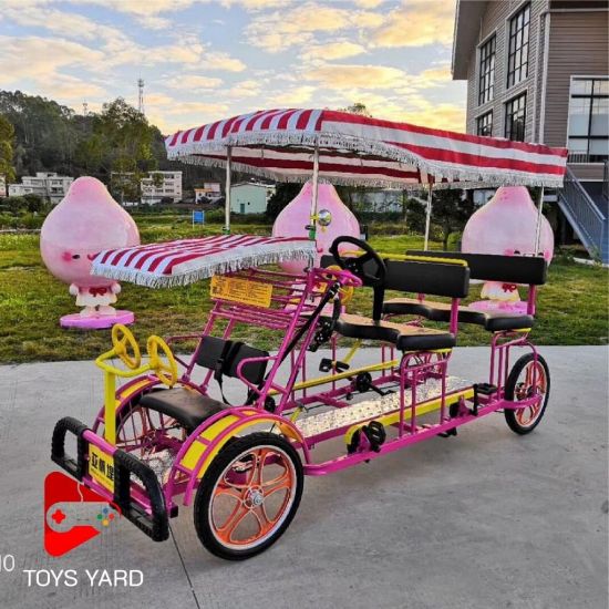 صورة دراجة هوائية عائلية 6 راكب ب لون وردي جذاب ب لون ازرق جذاب